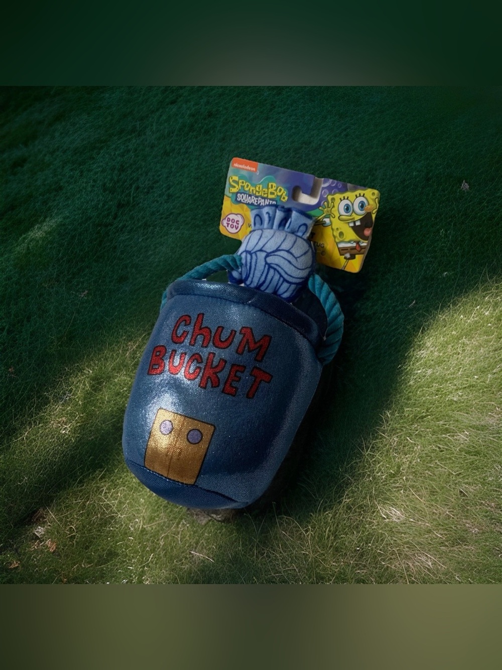 SpongeBob Squarepants Chum Bucket Dog Toy - Plush Tug Toy w/ Squeaker - NWT